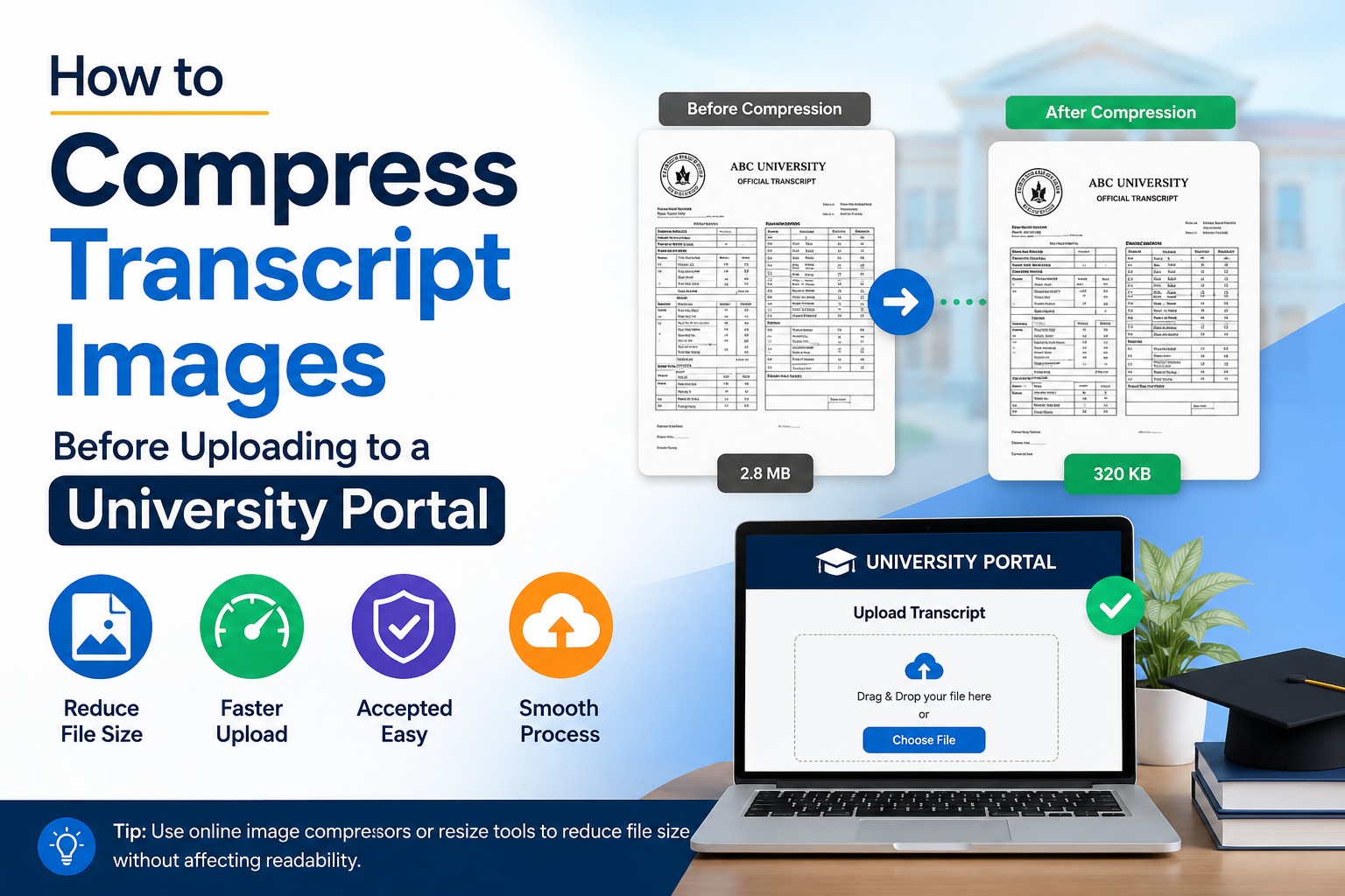 How to Compress Transcript Images Before Uploading to a University Portal